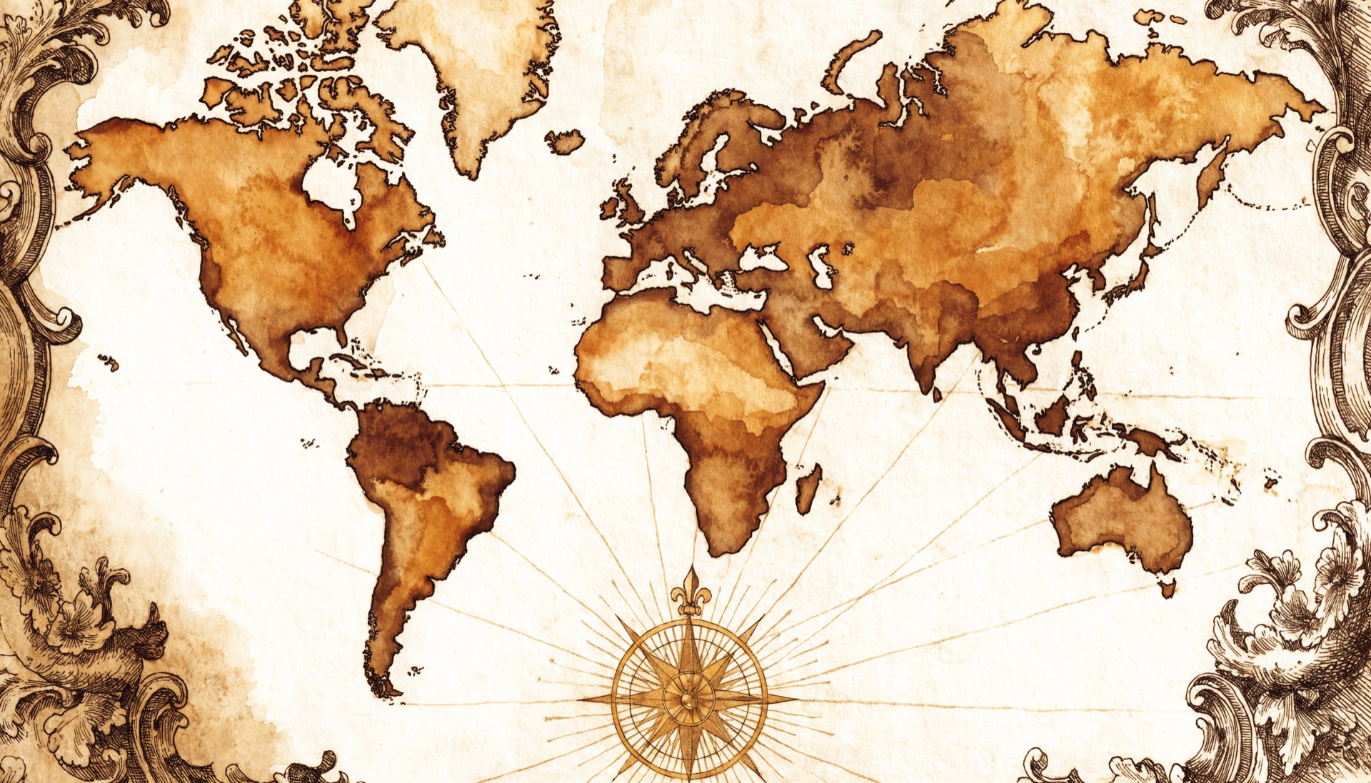 Antique world atlas plate